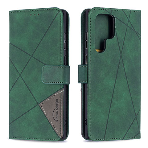 Funda de Cuero Cartera con Soporte Carcasa B02F para Samsung Galaxy S21 Ultra 5G Verde