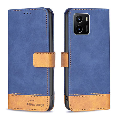 Funda de Cuero Cartera con Soporte Carcasa B02F para Vivo iQOO U5x Azul