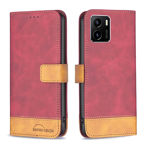 Funda de Cuero Cartera con Soporte Carcasa B02F para Vivo Y01 Rojo