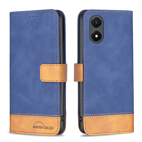 Funda de Cuero Cartera con Soporte Carcasa B02F para Vivo Y02S Azul