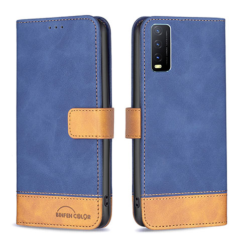 Funda de Cuero Cartera con Soporte Carcasa B02F para Vivo Y12A Azul