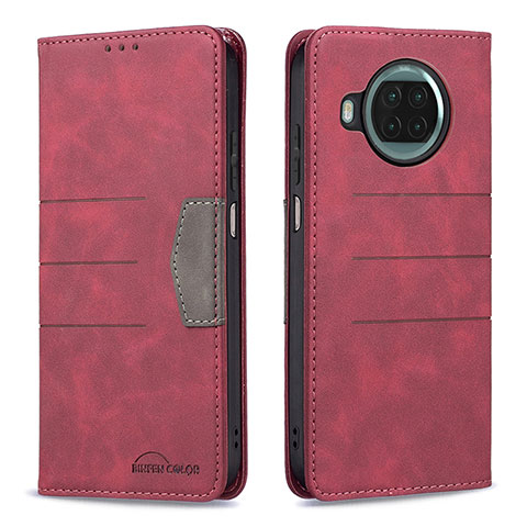 Funda de Cuero Cartera con Soporte Carcasa B02F para Xiaomi Mi 10i 5G Rojo