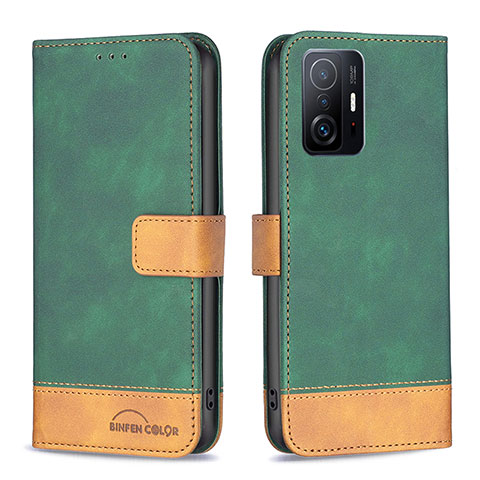 Funda de Cuero Cartera con Soporte Carcasa B02F para Xiaomi Mi 11T 5G Verde