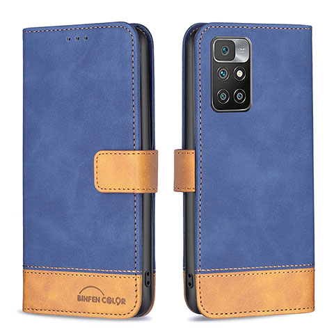 Funda de Cuero Cartera con Soporte Carcasa B02F para Xiaomi Redmi 10 4G Azul