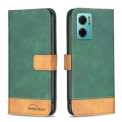 Funda de Cuero Cartera con Soporte Carcasa B02F para Xiaomi Redmi 10 5G Verde