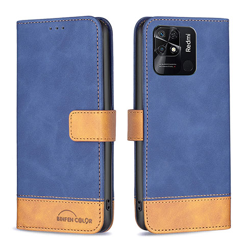 Funda de Cuero Cartera con Soporte Carcasa B02F para Xiaomi Redmi 10C 4G Azul