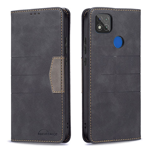 Funda de Cuero Cartera con Soporte Carcasa B02F para Xiaomi Redmi 9 Activ Negro