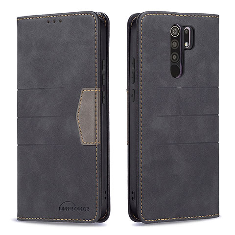 Funda de Cuero Cartera con Soporte Carcasa B02F para Xiaomi Redmi 9 Negro