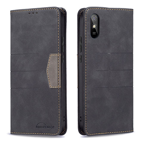 Funda de Cuero Cartera con Soporte Carcasa B02F para Xiaomi Redmi 9i Negro