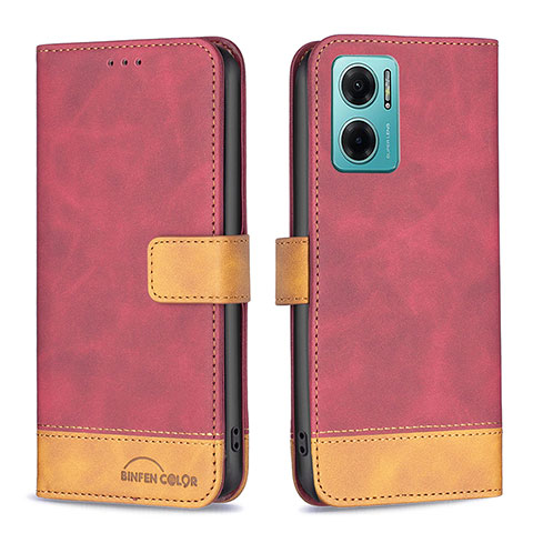 Funda de Cuero Cartera con Soporte Carcasa B02F para Xiaomi Redmi Note 11E 5G Rojo