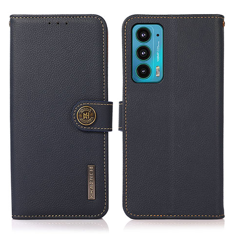 Funda de Cuero Cartera con Soporte Carcasa B02H para Motorola Moto Edge 20 5G Azul