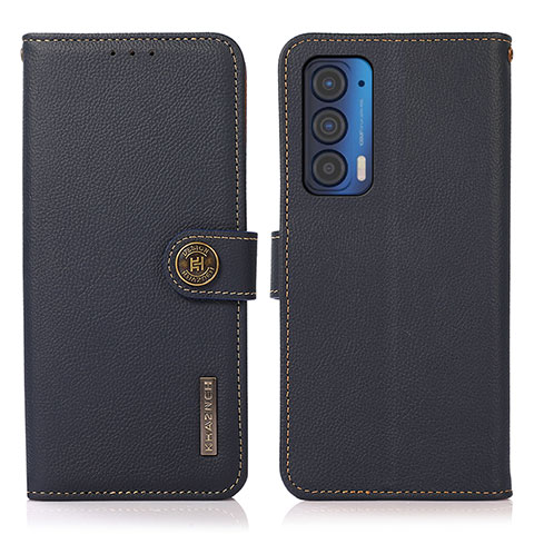 Funda de Cuero Cartera con Soporte Carcasa B02H para Motorola Moto Edge (2021) 5G Azul