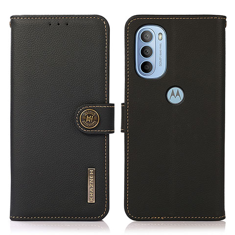 Funda de Cuero Cartera con Soporte Carcasa B02H para Motorola Moto G31 Negro