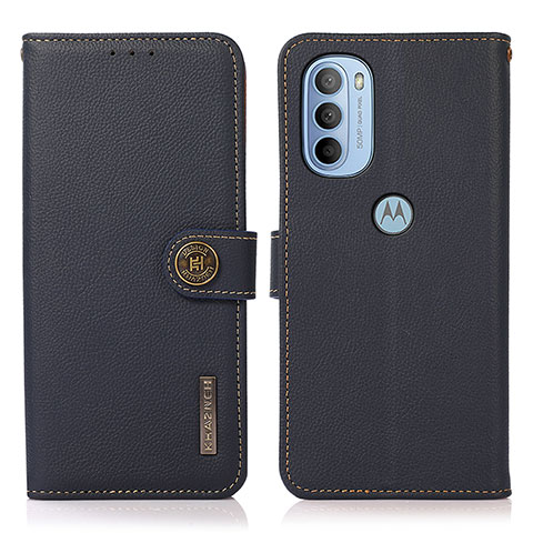 Funda de Cuero Cartera con Soporte Carcasa B02H para Motorola Moto G41 Azul