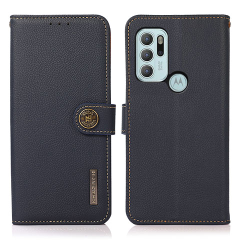 Funda de Cuero Cartera con Soporte Carcasa B02H para Motorola Moto G60s Azul