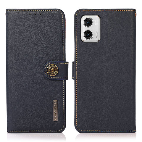 Funda de Cuero Cartera con Soporte Carcasa B02H para Motorola Moto G73 5G Azul