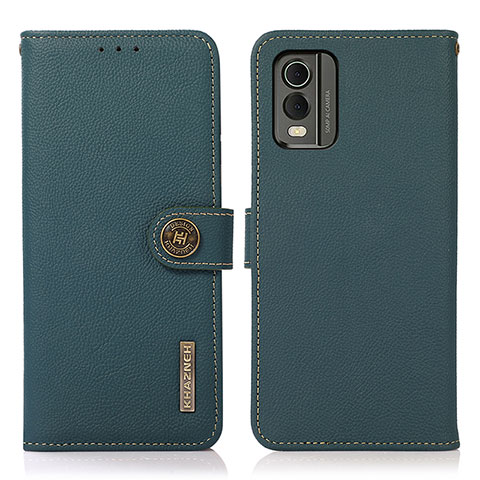 Funda de Cuero Cartera con Soporte Carcasa B02H para Nokia C32 Verde