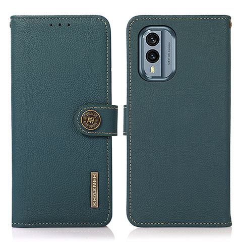 Funda de Cuero Cartera con Soporte Carcasa B02H para Nokia X30 5G Verde