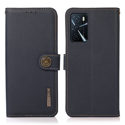 Funda de Cuero Cartera con Soporte Carcasa B02H para Oppo A16 Azul