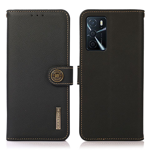 Funda de Cuero Cartera con Soporte Carcasa B02H para Oppo A16 Negro