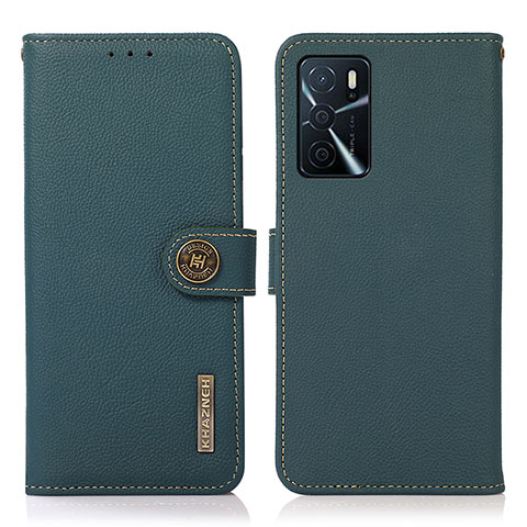 Funda de Cuero Cartera con Soporte Carcasa B02H para Oppo A16 Verde