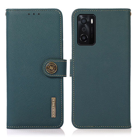 Funda de Cuero Cartera con Soporte Carcasa B02H para Oppo A55S 5G Verde