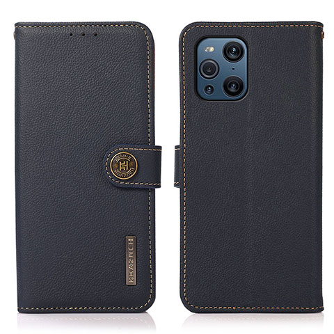 Funda de Cuero Cartera con Soporte Carcasa B02H para Oppo Find X3 5G Azul