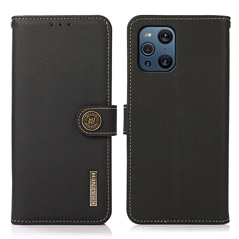 Funda de Cuero Cartera con Soporte Carcasa B02H para Oppo Find X3 5G Negro