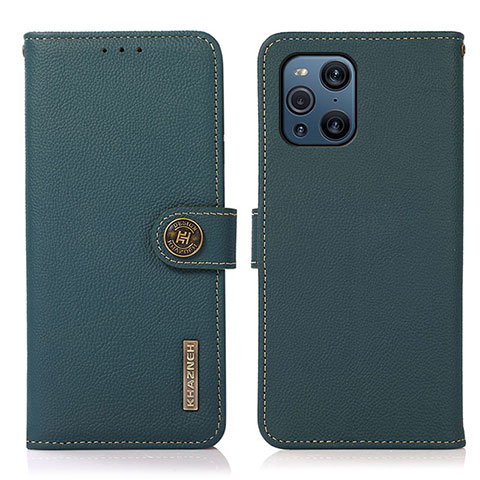 Funda de Cuero Cartera con Soporte Carcasa B02H para Oppo Find X3 Pro 5G Verde