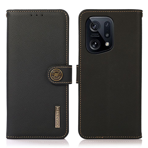 Funda de Cuero Cartera con Soporte Carcasa B02H para Oppo Find X5 5G Negro