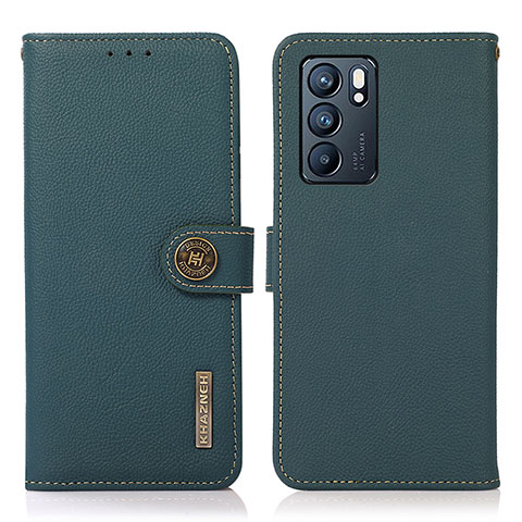 Funda de Cuero Cartera con Soporte Carcasa B02H para Oppo Reno6 5G Verde