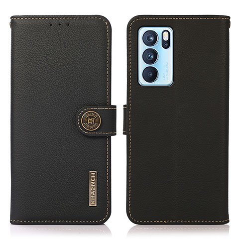 Funda de Cuero Cartera con Soporte Carcasa B02H para Oppo Reno6 Pro 5G India Negro