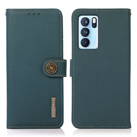 Funda de Cuero Cartera con Soporte Carcasa B02H para Oppo Reno6 Pro 5G India Verde