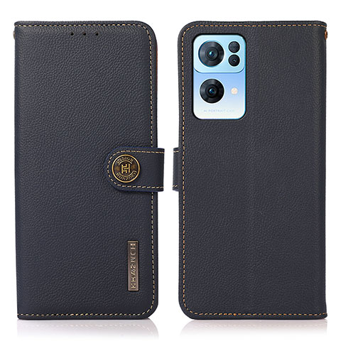 Funda de Cuero Cartera con Soporte Carcasa B02H para Oppo Reno7 Pro 5G Azul