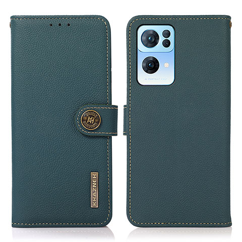 Funda de Cuero Cartera con Soporte Carcasa B02H para Oppo Reno7 Pro 5G Verde