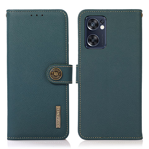 Funda de Cuero Cartera con Soporte Carcasa B02H para Oppo Reno7 SE 5G Verde