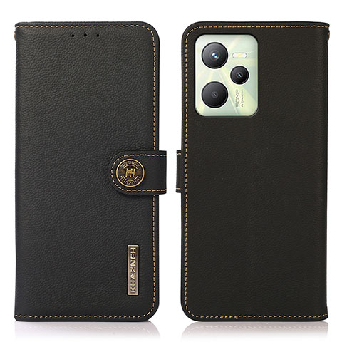 Funda de Cuero Cartera con Soporte Carcasa B02H para Realme C35 Negro