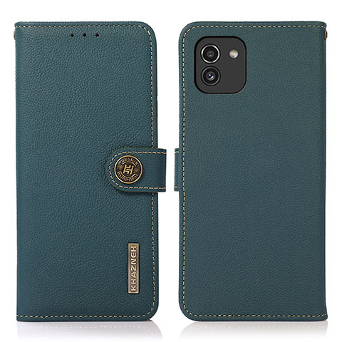 Funda de Cuero Cartera con Soporte Carcasa B02H para Samsung Galaxy A03 Verde