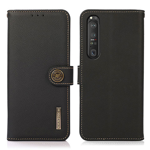 Funda de Cuero Cartera con Soporte Carcasa B02H para Sony Xperia 1 III Negro