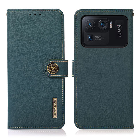 Funda de Cuero Cartera con Soporte Carcasa B02H para Xiaomi Mi 11 Ultra 5G Verde