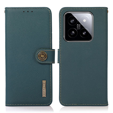 Funda de Cuero Cartera con Soporte Carcasa B02H para Xiaomi Mi 14 Pro 5G Verde