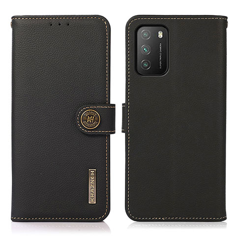 Funda de Cuero Cartera con Soporte Carcasa B02H para Xiaomi Poco M3 Negro