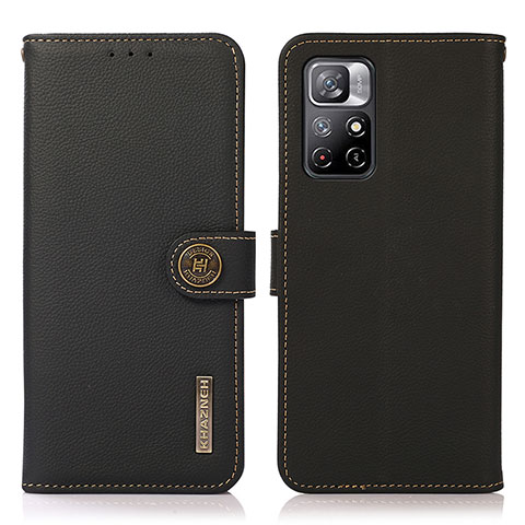 Funda de Cuero Cartera con Soporte Carcasa B02H para Xiaomi Poco M4 Pro 5G Negro