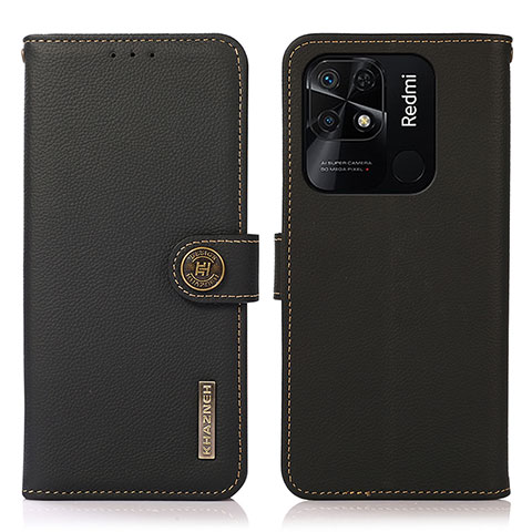 Funda de Cuero Cartera con Soporte Carcasa B02H para Xiaomi Redmi 10 India Negro