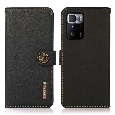 Funda de Cuero Cartera con Soporte Carcasa B02H para Xiaomi Redmi Note 10 Pro 5G Negro