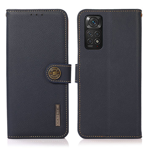 Funda de Cuero Cartera con Soporte Carcasa B02H para Xiaomi Redmi Note 11S 4G Azul