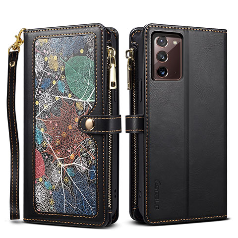 Funda de Cuero Cartera con Soporte Carcasa B02S para Samsung Galaxy Note 20 5G Negro