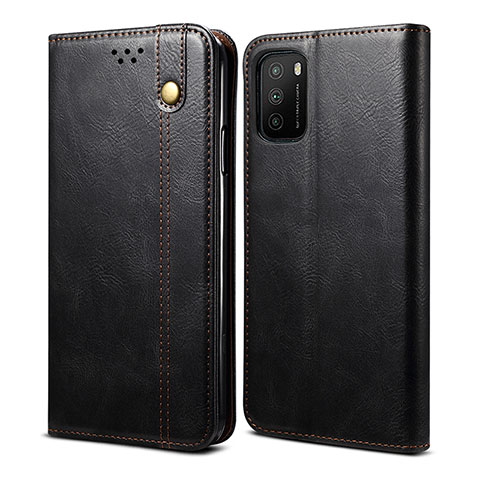 Funda de Cuero Cartera con Soporte Carcasa B02S para Xiaomi Poco M3 Negro