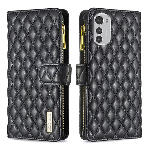 Funda de Cuero Cartera con Soporte Carcasa B03F para Motorola Moto E32 Negro