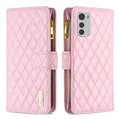 Funda de Cuero Cartera con Soporte Carcasa B03F para Motorola Moto E32 Rosa